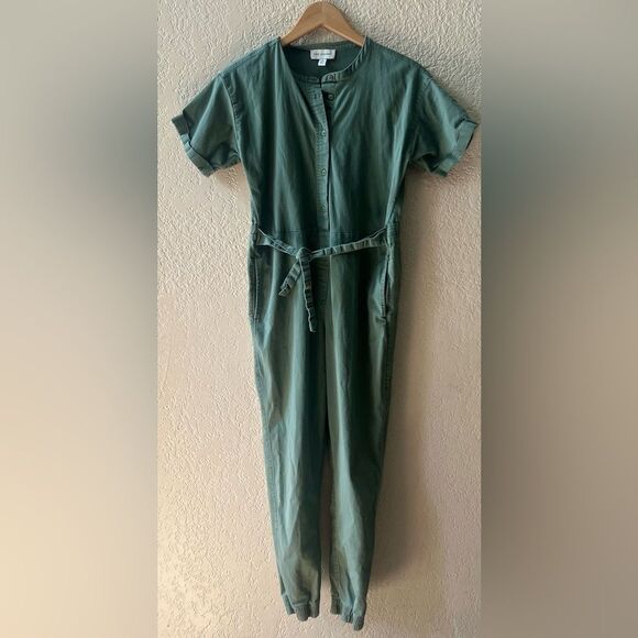 Free Assembly Button Jogger Jumpsuit Belted Sz XL Girls Army Green - Picture 3 of 4